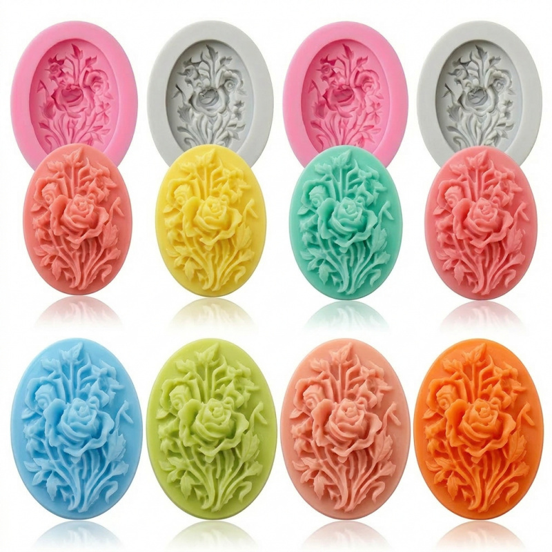 Soap Making Oven - 4 Silicone mold with flower shape，Easy-to-demold